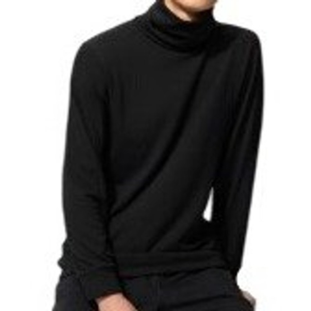 Uniqlo 100% Cotton Black Long Sleeve Turtleneck‎ Size Large